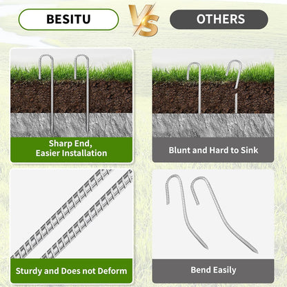 12 inch Stakes Heavy Duty 100-Pack J Hook Metal Fence Stake for Dogs Digging Tent and Outdoor Decorations Inflatables Rebar Metal Spikes for Ground