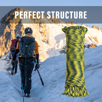 Braid 7 Strand Outdoor Survival Paracord Polyester Rope Nylon Rope Mix Thick Heavy Duty Ropes 5/32'' 100ft 2Packs High Strength Perfect for Clothesrope Camping Hiking and Other Outdoor Activities