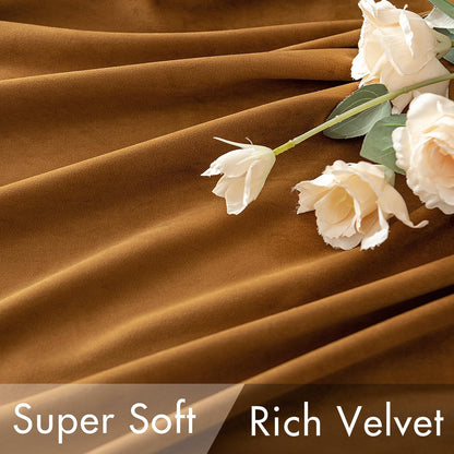 MIULEE Gold Brown Velvet Curtains 108 inches Long 2 Panels - Luxury Pinch Pleated Room Darkening Window Drapes for Bedroom Living Room Thermal Insulated Super Soft Extra Long, Back Tab Rod Pocket