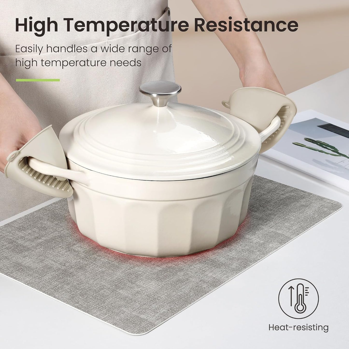 Faux Leather Dual Sided Placemats Set of 4, Square Non-Slip Heat Resistant Placemats with Coaster, Reversible wipeable Waterproof Table Mats for Kitchen, Dining, Outdoor (4, Black Light Gray)