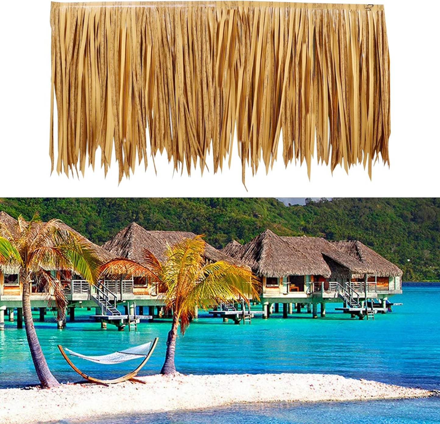 23.6ft Tiki Straw Roof Thatch–Mexican Style Artificial Palm Thatch Rolls,Tiki Bar Hut Grass Duck Boat Blinds Runner Rolls Palapa Thatch Roofing for Garden Patio Umbrella Covers Fence Party Decoration