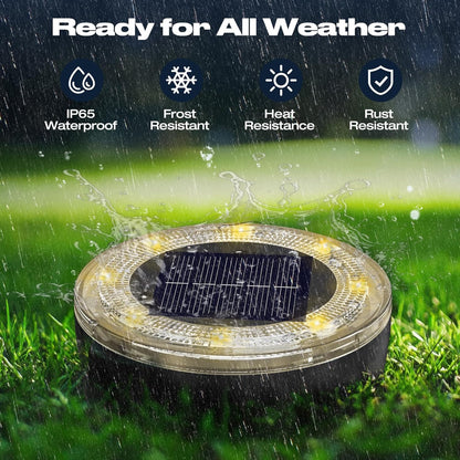 Mini Solar Ground Lights, 24 Pack Solar Lights Outdoor Waterproof, Upgraded LED Flat Landscape Lighting for Outside Pathway Garden Patio Yard Driveway,Warm White