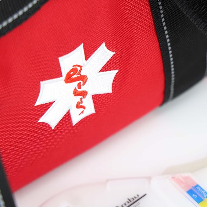 Lightning X MB30-SKC Large EMT Trauma Kit | Fully Stocked First Responder Bag w/ 240+ Supplies | EMS Fire Police Office Sports Team Emergency Medical Kit - RED