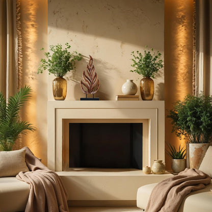 Decozen Wooden Leaf Sculpture - Hand‑Carved Solid Wood Coffee Table Decor and Western Decor Accent for Living Room, Mantel, Bookshelf Centerpiece