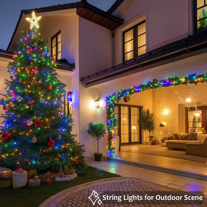 2 Pack String Lights Battery Operated with Timer, 66FT 200 LED Waterproof Battery Twinkle Lights, 8 Modes Fairy Light for Indoor & Outdoor Party Bedroom Garland Tree Christmas Decorations (Multicolor)