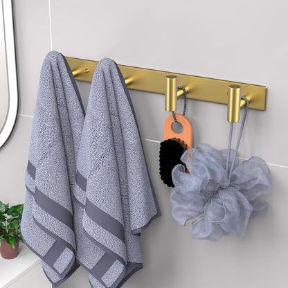 VAEHOLD Hat and Coat Wall Mount Rack - Hooks for Robes, Bags, Keys, and Towels - Bathroom Towel Hanger Organizer (Gold, “T“ Shape 4 Hooks 2 Pack)