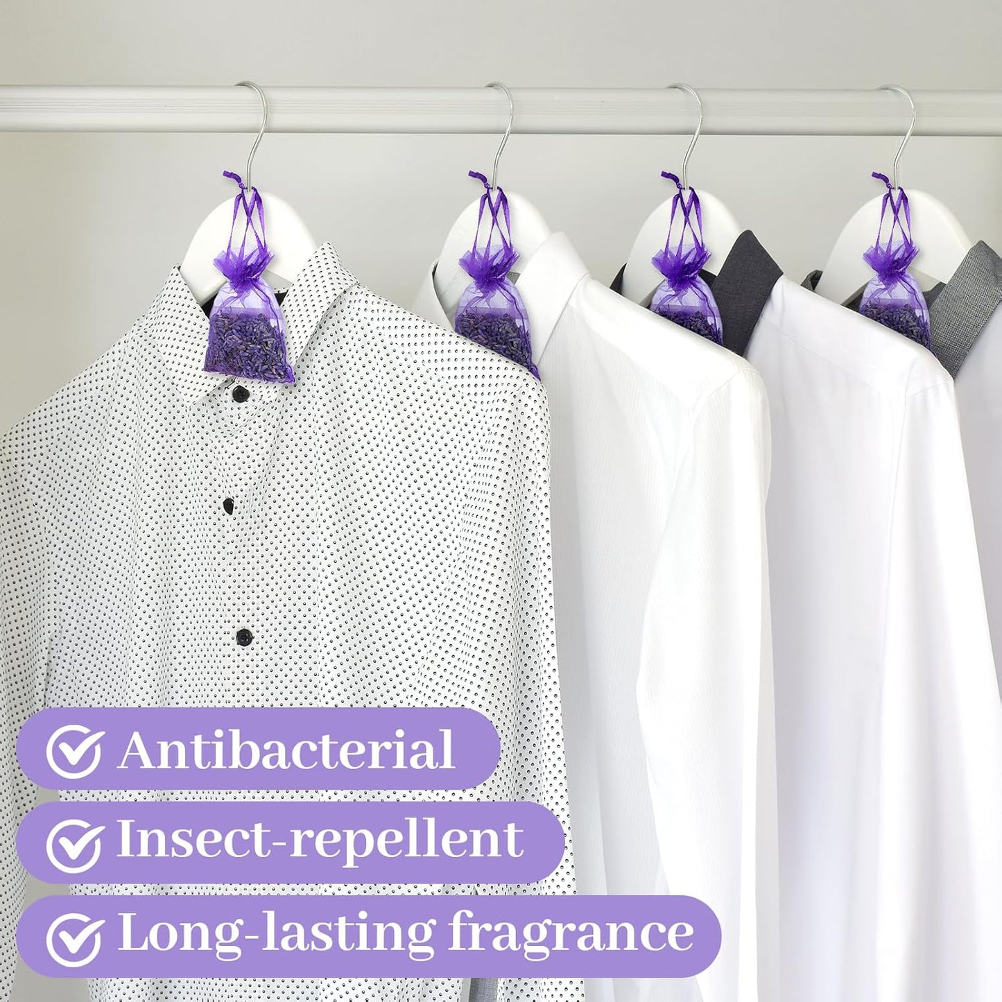 36 Pack Lavender sachets 100% Natural Dried Lavender Buds, French Lavender Strong Smell Fragrance for Drawers Closets Fresh Scents Home