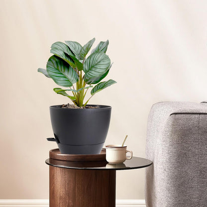 12/10/9 inch Large Self Watering Pots, Planter, Plant Pots with Mesh Drainage Holes for Indoor Outdoor Garden Plants, Plastic Flower Pots with Removable Deep Reservoir, Black