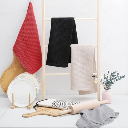 Homaxy 100% Cotton Waffle Weave Kitchen Dish Towels, Ultra Soft Absorbent Quick Drying Cleaning Towel, 13 x 28 Inches, 6-Pack, Brick Red