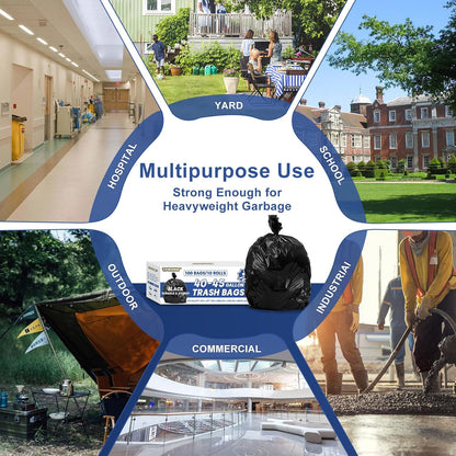 Large 40-45 Gallon Trash Bags Heavy Duty - 1.6 Mil Thick,39''x47'' Strong Black Garbage Bags Unscented 100 Count Trash Can Liners for Construction Industrial Yard Outdoor Commercial