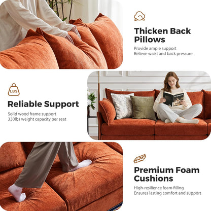 Terracotta Oversized Accent Chair, Upholstered Modern Sofa Chair with Removable Backrest & Detachable Cover, 24.5" Deep Seat Large Reading Armchair