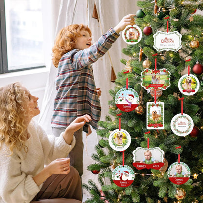 Personalized Pet Memorial Gifts, Forever in Our Hearts Photo Ornaments for Christmas Tree, Sympathy Remembrance Gifts for Loss of Dog Cat Pet
