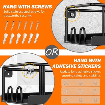 Spice Rack Wall Mounted 2 Pack, Space-Saving Spice Organizer for Spice Jars and Seasonings,Screw or Adhesive Hanging Spice Rack Organizer for Your Kitchen Cabinet,or Pantry Door