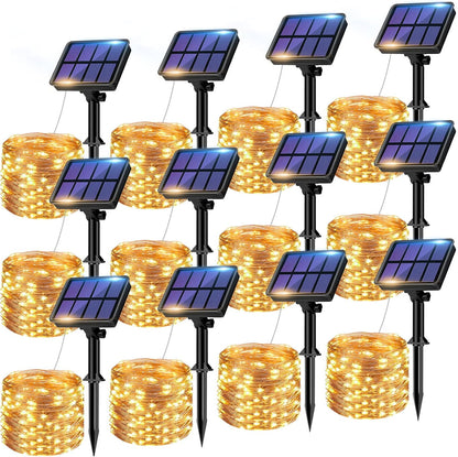 12 Pack Solar String Lights Outdoor, Total 960LED 396FT Solar Fairy Twinkle Lights Outdoor Waterproof 8 Modes Copper Wire Solar Lights for Outside Garden Patio Tree Christmas Wedding Party Decor