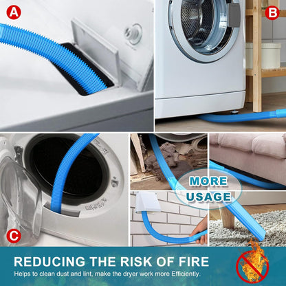 Sealegend 47-Pieces 33-Feet Dryer Vent Cleaner Kit, Dryer Cleaning Tools, Include Omnidirectional Blue Dryer Lint Vacuum Attachment, Dryer Vent Brush, Universal Vacuum & Dryer Adapters