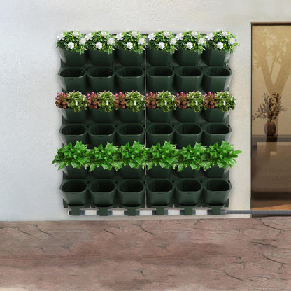 Wall Mounted Vertical Garden Planter, 6 Row 36 Plant Grow Pots, Self-Watering Vertical Planters with Timer, Indoor Outdoor Green Wall Decoration for Strawberries Flowers Herbs