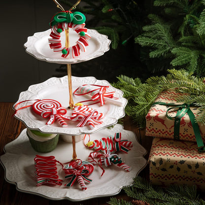 codree 8 PCS Christmas Hanging Lollipop Ornaments- Candy Ornaments for Christmas Tree- Candies Polymer Clay Ornament for Xmas Tree Party Decoration