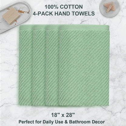 VOOVA & MOVAS Hand Towels for Bathroom Set of 4, Large 18" x 28", 100% Cotton | Lightweight | Thick | Quick Dry | Soft | Absorbent, Sage Green Hand Towels, Bathroom Essentials