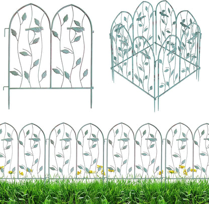 Decorative Garden Fence 4 Pack, 24in(H) x 6.5Ft(L), Metal Garden Fencing Panel, Landscape Pathway Edge Iron Picket Fence Panels, Border for Yard Patio Flower Bed
