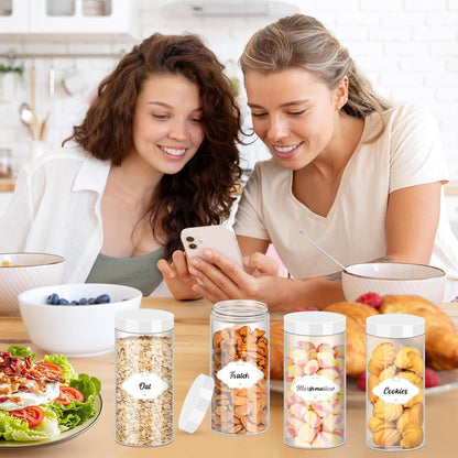 24 Pcs Plastic Jars, 16 OZ Plastic Jars with White Lids Clear Airtight Slime Containers Refillable Round Empty Storage Containers Jar for Kitchen & Household Dry Food Storage