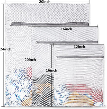 5Pcs Durable Honeycomb Mesh Laundry Bags for Delicates,Travel Organization Bag for Clothes,Jeans,Bath Towels,Bed Sheets (1X-Large 20 x 24 Inches,2 Large 16 x 20 Inches, 2 Medium 12 x 16 Inches)