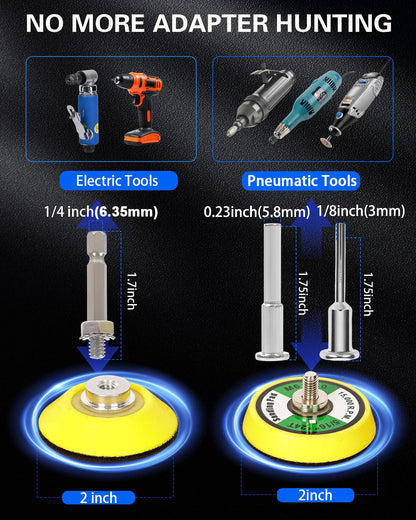2 Inch Sanding Discs Drill Polishing Kit, 193PCS Car Headlight Restoration Kit, Hook & Loop Wet Dry Buffing Pads for Rotary Tools, Dremel Sanding Bits Attachment for Aluminum Resin Metal Glass
