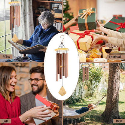 Wind Chimes Outdoor, Deep Tone Memorial Wind Chimes with Hook, Gifts for Mother's Day/Housewarming/Christmas, Patio, Garden, Yard, Home Decor, Copper