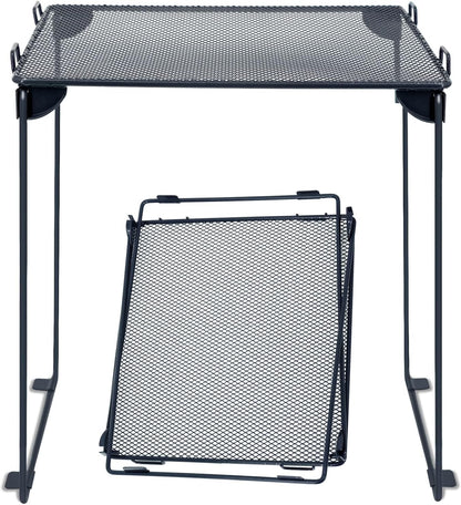 Neudeco Pack 2, Mesh Locker Shelf, Stackable Extra Tall Locker Organizer, Collapsible and Metal Build, Fits Standard Size School Locker, Suitable for Work, Kitchen, Bathroom (Grey)