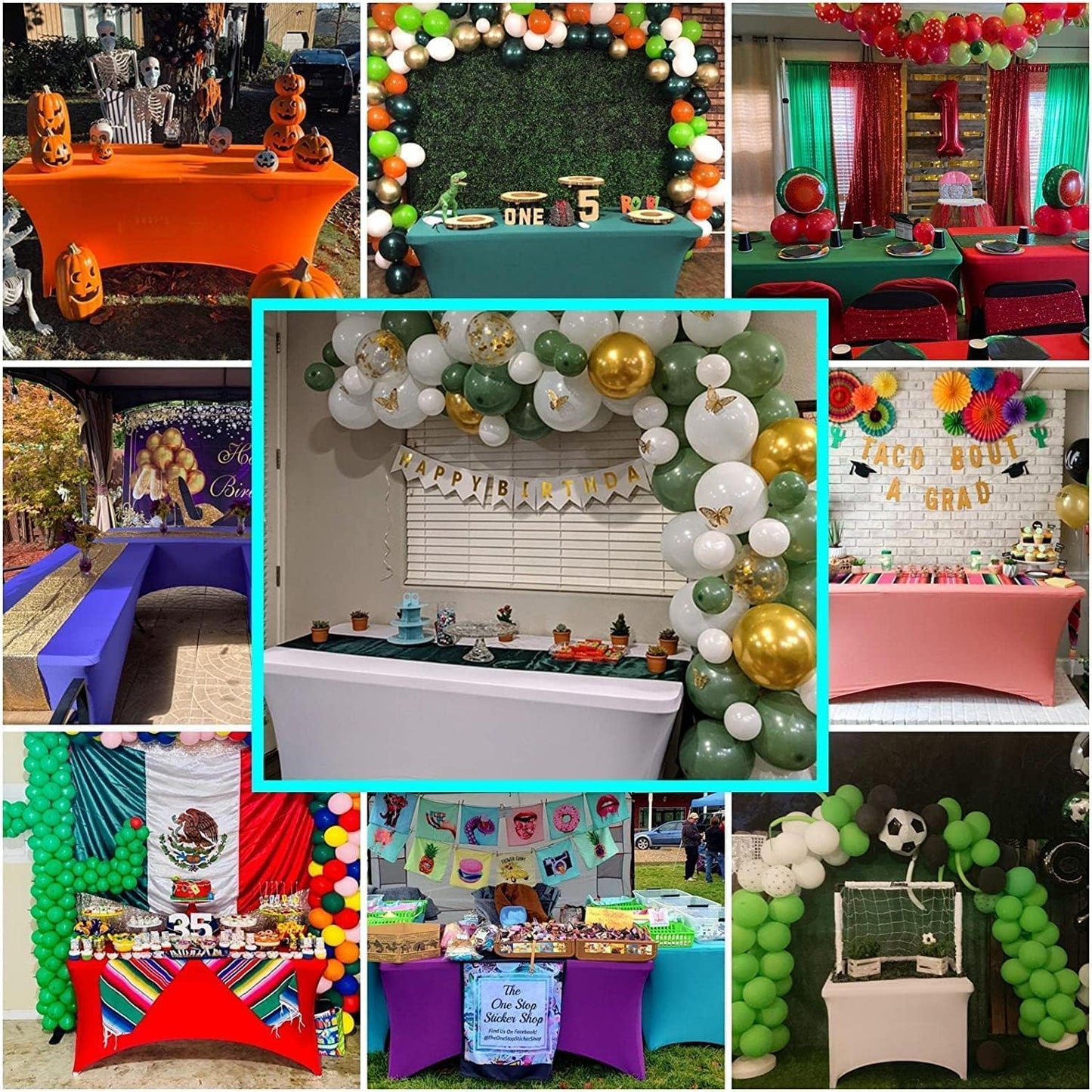 IVAPUPU 4FT Table Cloth for Rectangular Fitted Events Stretch Royal Blue Table Covers Washable Cover Spandex Tablecloth Protector for Party, Wedding, Cocktail, Banquet, Festival