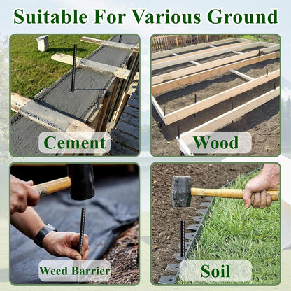 16 Inch Rebar Stakes 30 Pack Heavy Duty Ground Anchors with Chisel Point End Long Straight Steel Tent Stakes 3/8" Thickness Metal Spikes Black Coated for Concrete Timber Camping Garden Plant