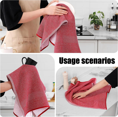 Homaxy Premium Kitchen Towels(18”x 28”, 8 Pack), Large Cotton Kitchen Hand Towels, Flat and Terry Dish Towels, 380 GSM Highly Absorbent Tea Towel Set with Hanging Loop, Red