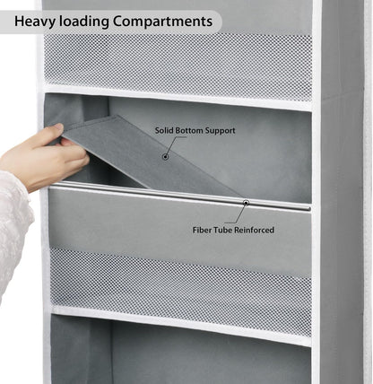 Univivi 6-Shelf Over Door Hanging Organizer Fabric Baby Door Storage with 5 Large Pockets and 3 Small PVC Pockets Wall Mount Hanging Storage Organizers for Baby Essential (Grey)