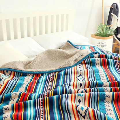 UKELER Bohemian Sherpa Throw 80'' x 60''- Soft Plush Flannel Boho Throw Blankets for Bed/Couch/Sofa/Office/Camping