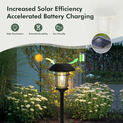 Grand patio Solar Outdoor Lights, 10 Pack, Glass Light Metal Pathway Light, Waterproof Landscape Lighting, Automatic Dusk and Dawn Sensor (Slate Gray)