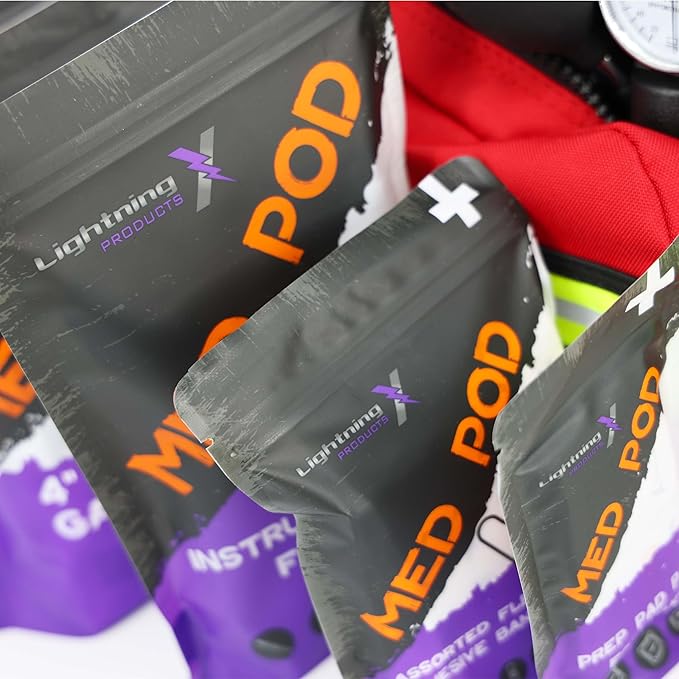 Lightning X MB30-SKC Large EMT Trauma Kit | Fully Stocked First Responder Bag w/ 240+ Supplies | EMS Fire Police Office Sports Team Emergency Medical Kit - RED