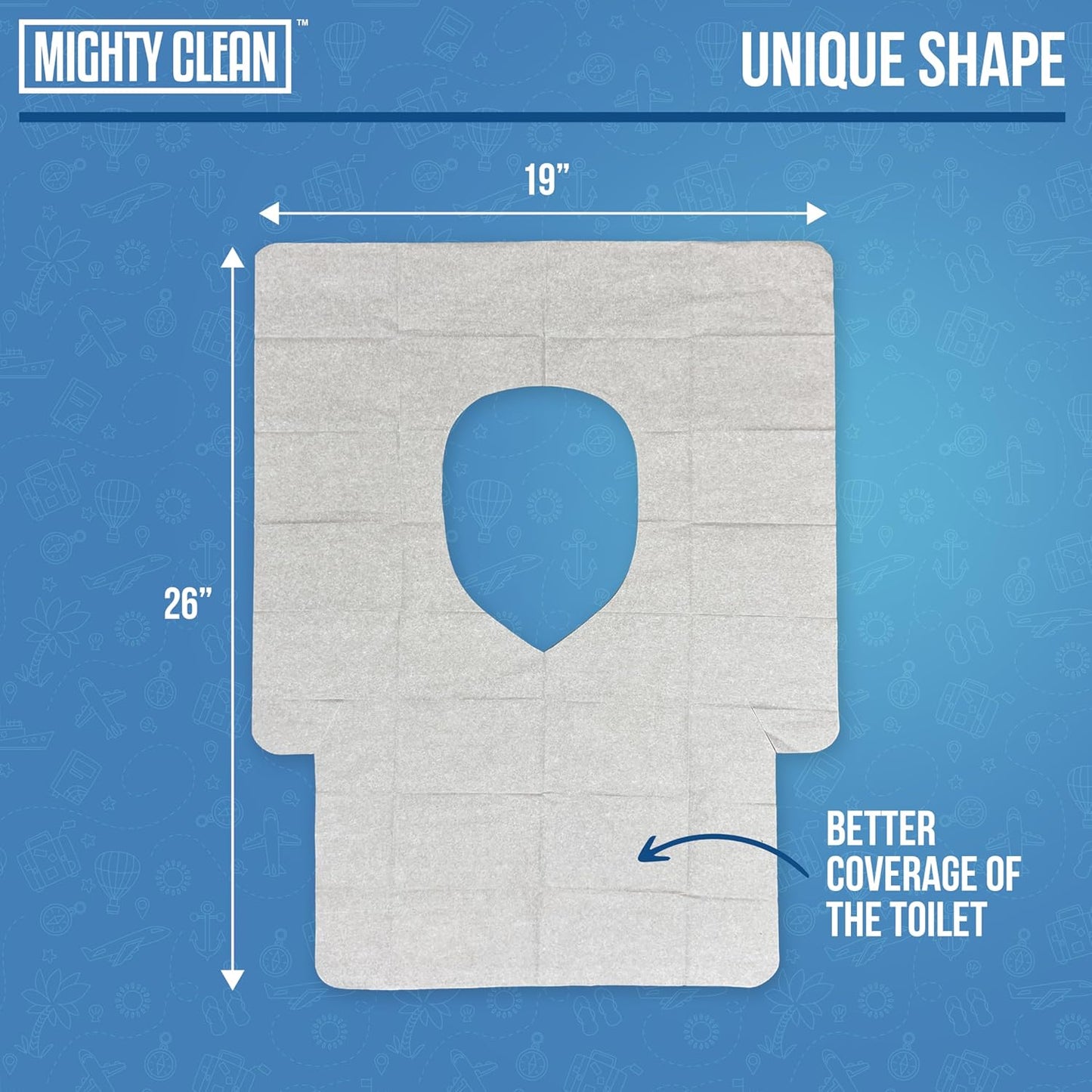 Toilet Seat Covers Flushable - Upgraded XL Size| Biodegradable Paper Covers for Adults, Kids, Toddlers | Travel Essentials for Public Restroom, Airplane, Camping (50 Pack)