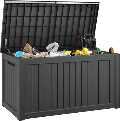 180 Gallon Outdoor Storage Box, Deck Box Resin Waterproof and UV Resistant Lightweight Deck Box for Garden Tools, Pool Supplies Organization