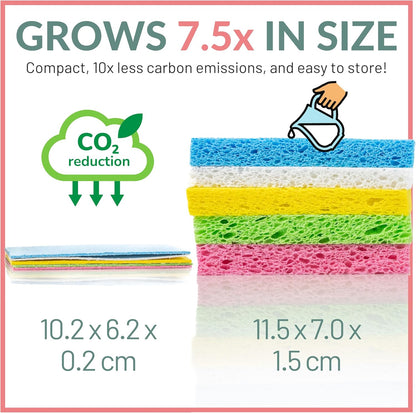 bioGo 30 Pack Compostable Pop-Up Sponges - Expanding, Non-Scratch, Plant-Based Dish Sponges - Bulk Color Sponges - Compostable Pop Up Sponge - Kitchen Pop Up Sponges