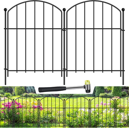 Decoration Garden Fence 17in x 10ft, 10 Pack Rustproof Metal Animal Barrier Fence, Arched Flower Bed Edge Decorative Rabbit and Dog Ground Defense No-Dig Fence for Patio Patio Outdoor
