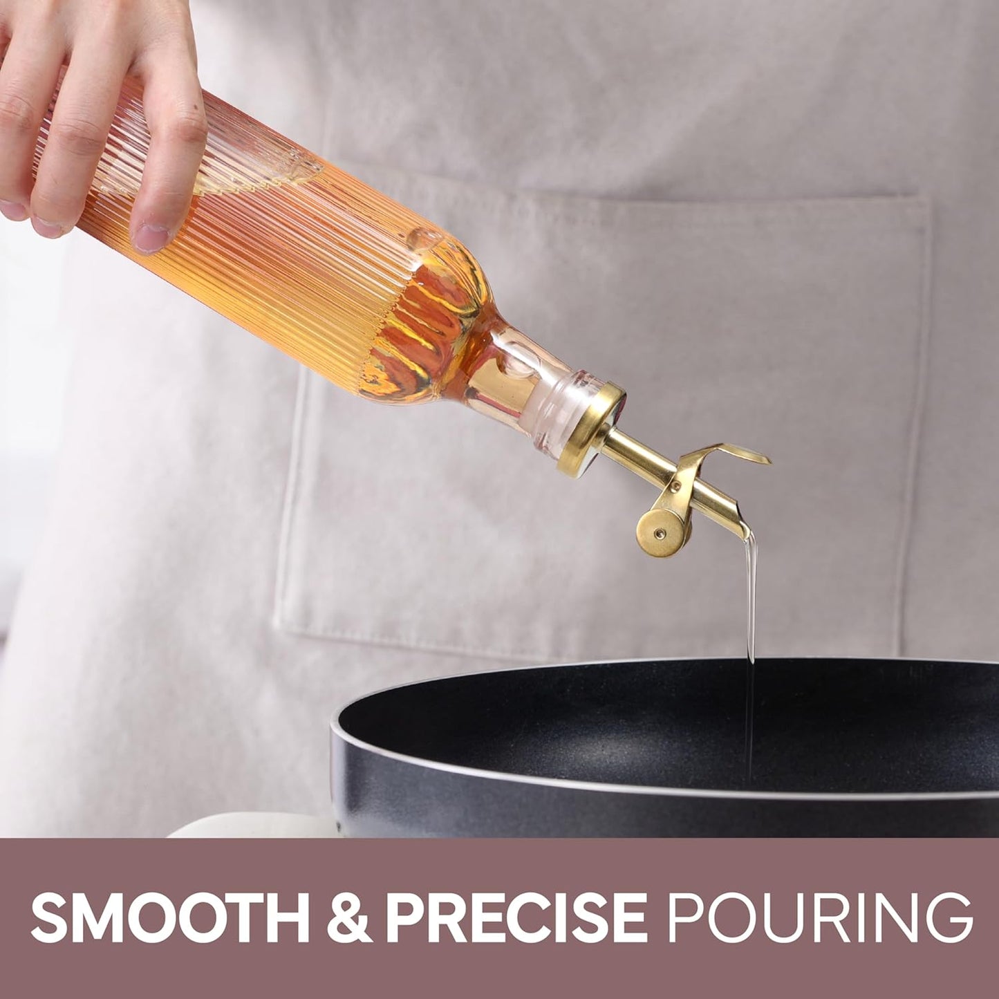 COOK WITH COLOR Glass Olive Oil Dispenser Bottle - 2 Pack, 17 oz Cruet - Elegant Carafe Decanter with Spout for Kitchen, Suitable for Vinegar, Coffee Syrups & Other Liquids