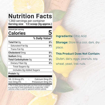 Citric Acid 6 Pounds | Fine Granular Powder, Food Grade, Bulk Supply – Potent Anhydrous Form – Versatile Flavor Enhancer, Preservative, Cleaning, & Homemade Bath Bombs – Additive Free, Non-GMO