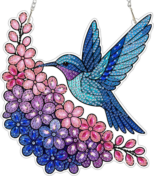 EOBROMD Diamond Hanging Art Kits for Adults, Bird Diamond Art Painting Suncatcher, DIY Special Shaped Rhinestone Kits for Adults, Window Pendants Home Garden Wall Hanging Ornament