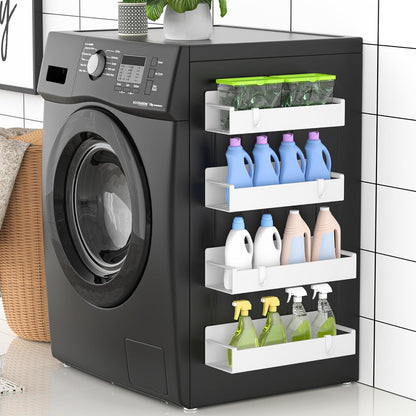 4 Pack Magnetic Spice Rack Organizer for Refrigerator and Oven, White Fridge Organizers and Storage for Kitchen