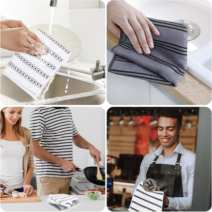 HOMEXCEL Microfiber Cleaning Cloth, Kitchen Towels 12 Pack, Lint Free, Scratch-Free, Highly Absorbent, Reusable Dish Towels for Kitchen and Household