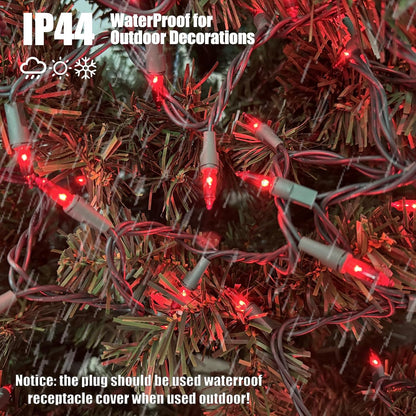 HISHINY Christmas Lights 100 Count Red Christmas Tree String Lights with Green Wire for Outdoor Indoor Christmas Decorations Wedding Decorations Valentines Day Decor,UL Certified (21feet)