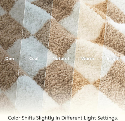 Joiedomi Throw Blanket for Couch Bed, Checkered Knitted Blankets Gifts for Women Mom Girls, Cozy Cute Soft Throw Home Room Decor Aesthetic for Women Mothers Birthday Gifts 50x60 Inches