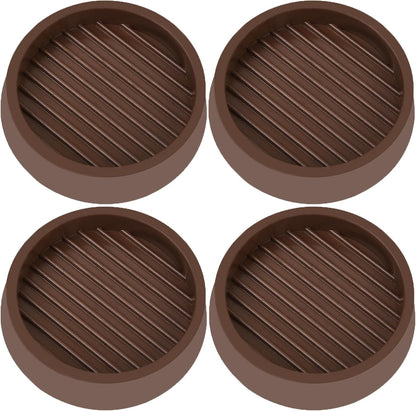 3X3 Round Rubber Caster Cups, Non Slip Furniture Pads, Anti-Slip Gripper, Anti Skid Furniture Feet, Anti Slide Floor Protector for Bed Couch Table Chair Stoppers - Brown, 4 Pack