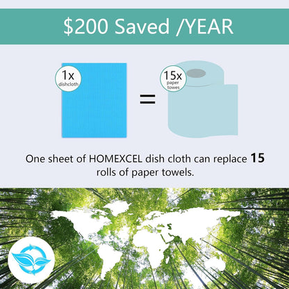 HOMEXCEL Swedish Dishcloths for Kitchen 20 Pack, Sponge Dish Cloth for Counters & Washing Dishes, Reusable and Absorbent Paper Towels, 3 Colors Assorted