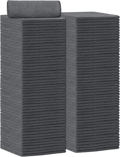 AIDEA Microfiber Cleaning Cloth 100PK, Soft Microfiber Towels for Cars, Absorbent Cleaning Rags, Lint-Free Streak-Free Wash Cloths for House, Kitchen, Window(12inx12in), Grey