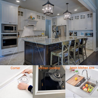 White Caulk Tape for Bath & Kitchen,Caulking Tape for Bathroom Caulking White Self Adhesive Caulk Strip,tub Surround,Toilet Bowl Stick on Gel,Kitchen Countertop (1.5in x 10.5ft)